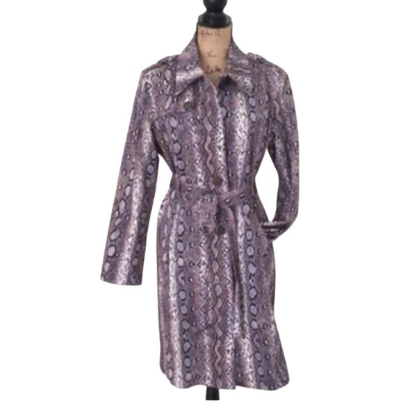 Michael Kors trench coat L purple snake print - LARGE - Picture 3 of 14